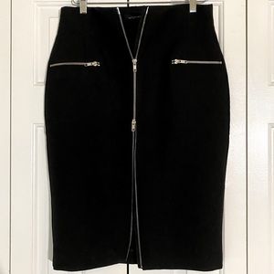 Zara Woman, Black Zipper Skirt, pockets, L